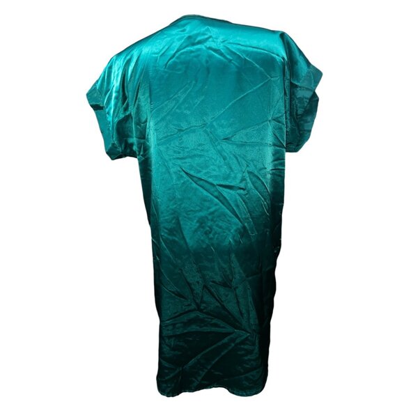 Vintage Inhibitions Satin Embroidered 80's Button Front Sz Medium Nightgown - Picture 3 of 16